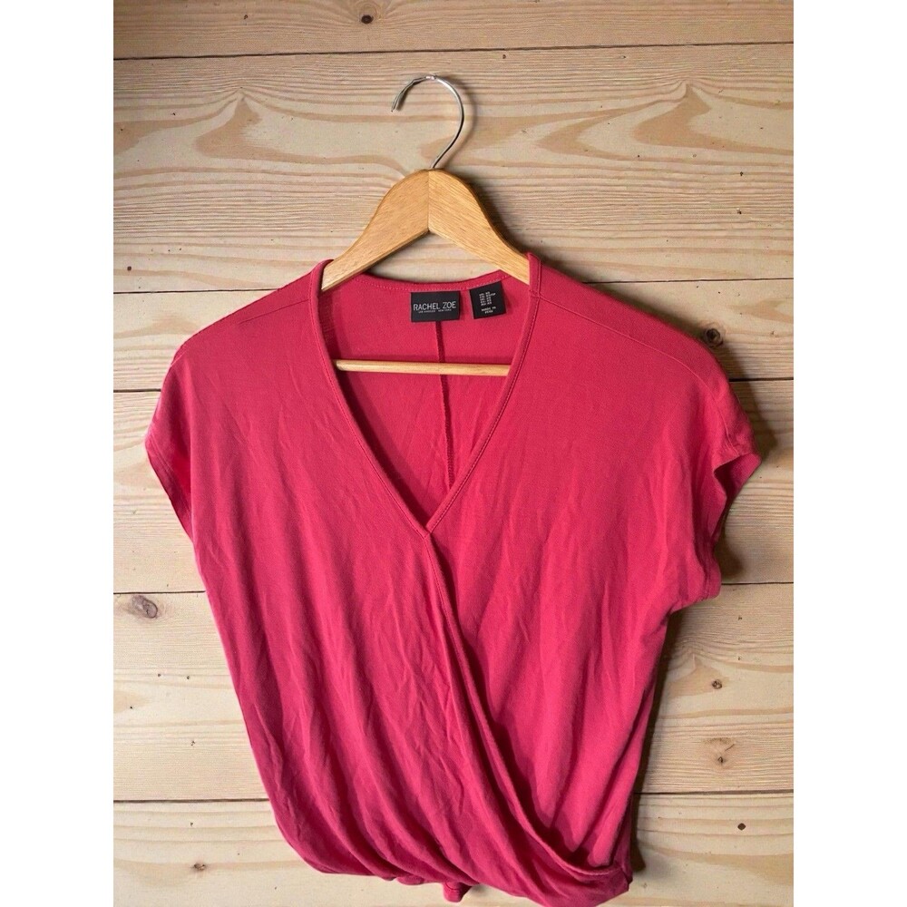 Rachel Zoe Draped Wrap Front Top Women’s XS Red Short Sleeve V-Neck